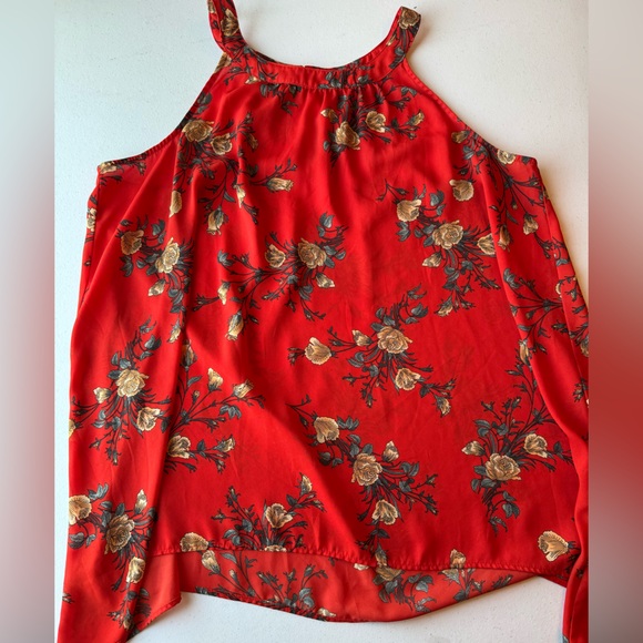 torrid Tops - Torrid Red and Gold Floral High Neck Tank